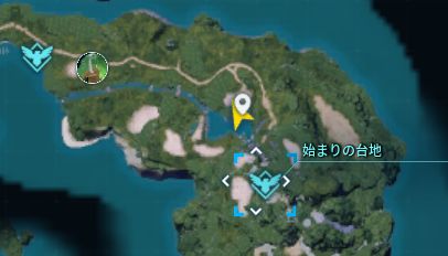 「始まりの台地」の滝のそば